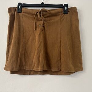 Charlotte Russe Tan Lace-Up Skirt